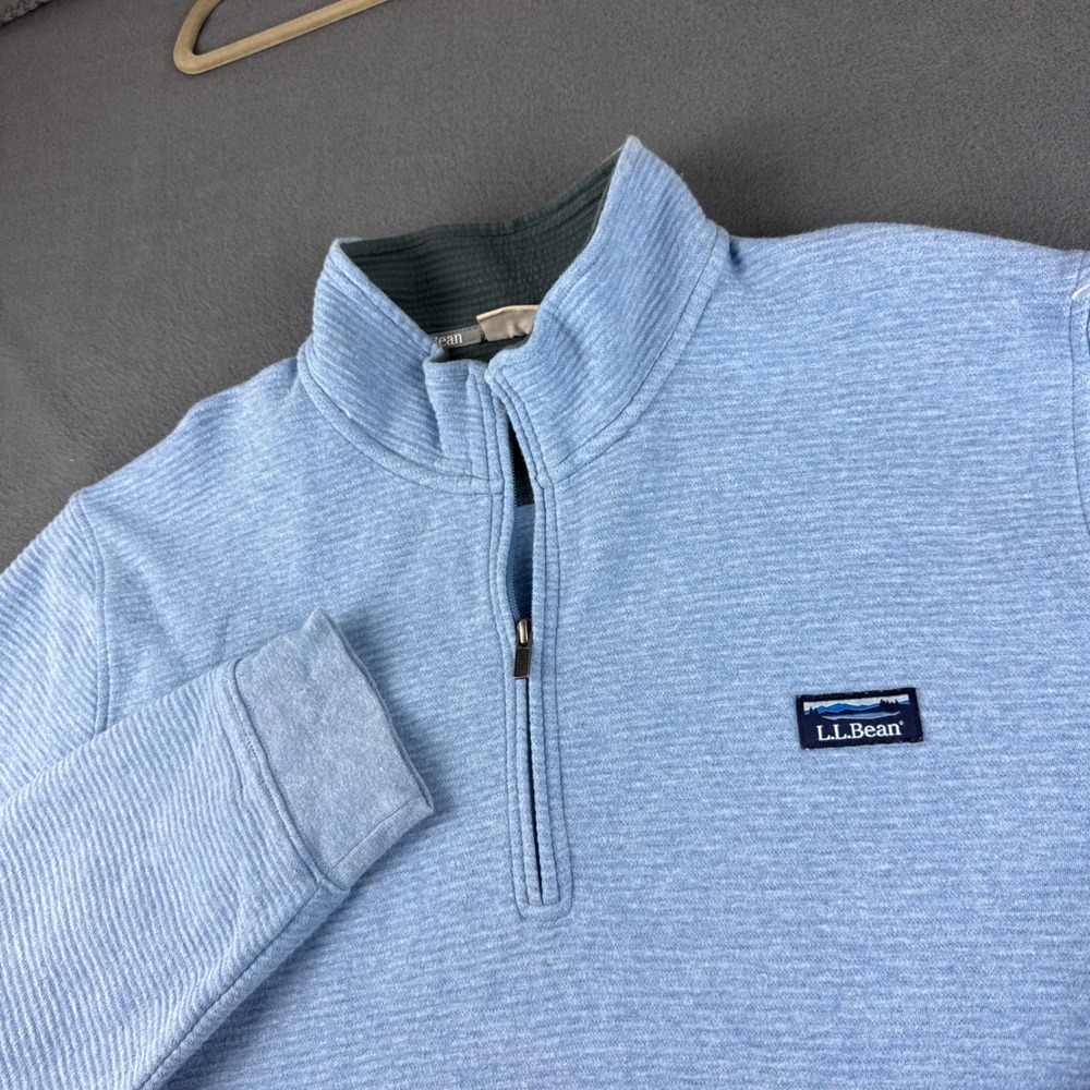 LL Bean Lakewashed Pullover Men's 2XLT Light Blue 1/4 Zip Ribbed Textured Gorp
